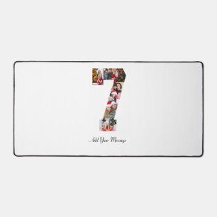 Black and White Number 7 Photo Collage Desk Mat