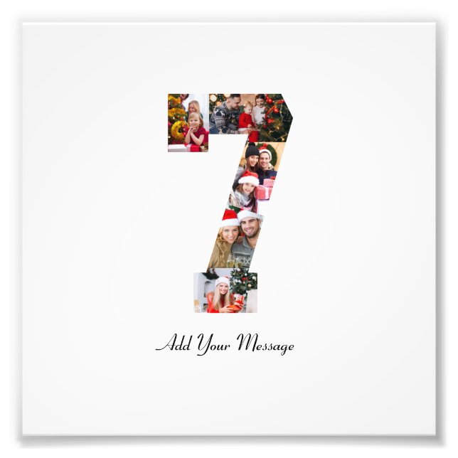 Black and White Number 7 Photo Collage Print (Front)