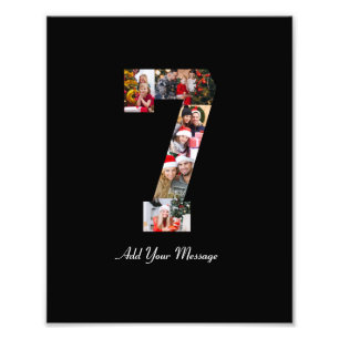 Black and White Number 7 Photo Collage Print