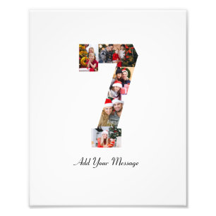 Black and White Number 7 Photo Collage Print