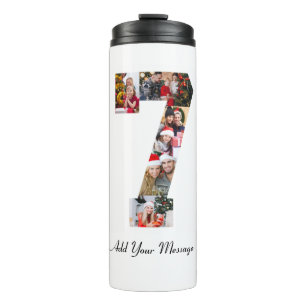 Black and White Number 7 Photo Collage Thermal Tumbler