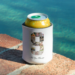 Black and White Number 8 Photo Collage Can Cooler