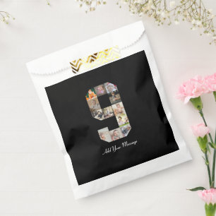 Black and White Number 9 Photo Collage Favour Bag