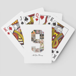 Black and White Number 9 Photo Collage Playing Cards