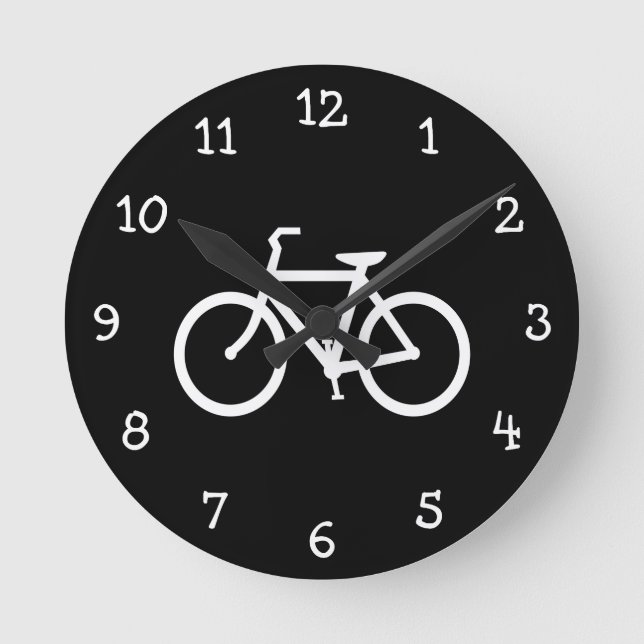 Black and White Numbered Bike Route Round Clock (Front)