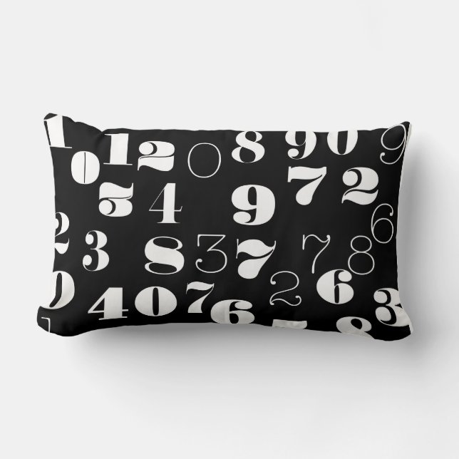 Black and white numbers pattern lumbar cushion (Front)
