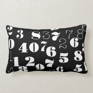 Black and white numbers pattern lumbar cushion