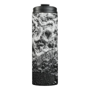 Black and White Ocean Waves Travel Tumbler