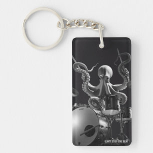 Black and White Octopus Drum Virtuoso Keyring