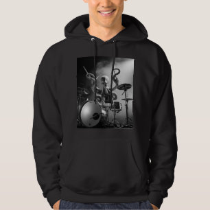 Black and White Octopus Drummer Concert Hoodie