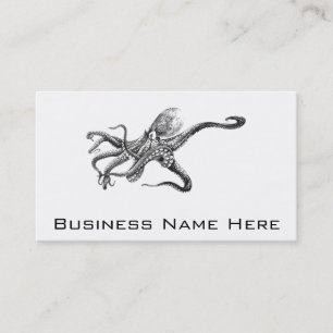 Black and White Octopus Illustration Business Card