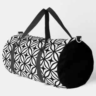 Black and White Ogee and Star pattern Duffle Bag