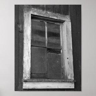 Black and White Old Barn Window Poster