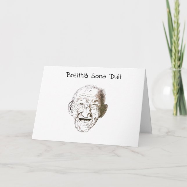 Black and white old man with Irish happy birthday Card (Front)