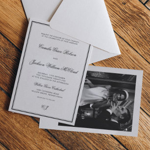 Black and White Old Money Wedding  Invitation