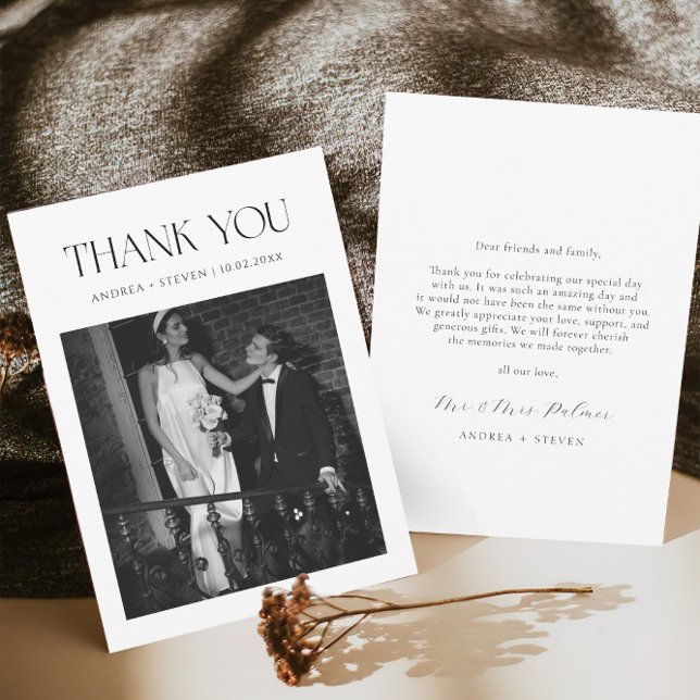 Black and White Old Money Wedding Thank You Card (Creator Uploaded)