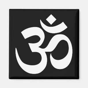 Black and White Om Symbol Magnet