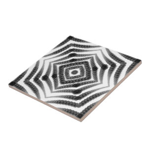 Black And White Ombré Hypnotic Snake Skin Abstract Ceramic Tile