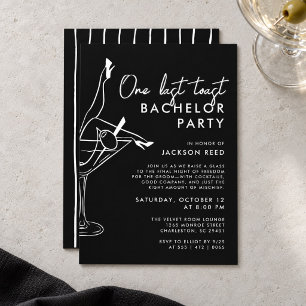 Black and White One Last Toast Martini Bachelor Invitation