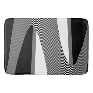 Black And White Op Art Design, Bath Mat