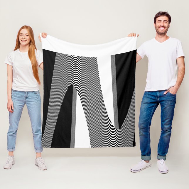 Black And White Op Art Design, Fleece Blanket (In Situ)