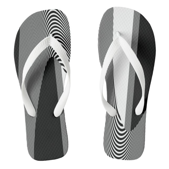 Black And White Op Art Design, Flip Flops (Footbed)