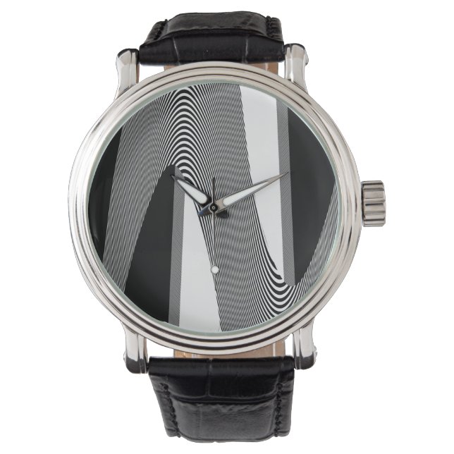 Black And White Op Art Design, Mens Wristwatch (Front)