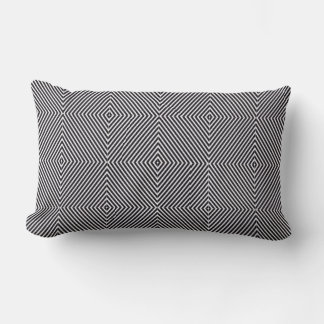 Black and White Op Art Diamond Stripe Geometric Lumbar Cushion