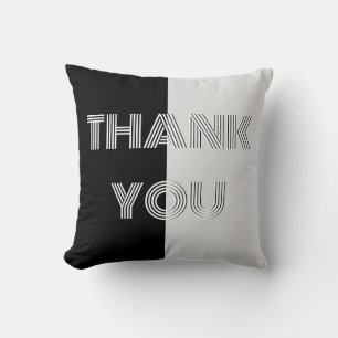 Black and White Op Art Modern Thank You Cushion
