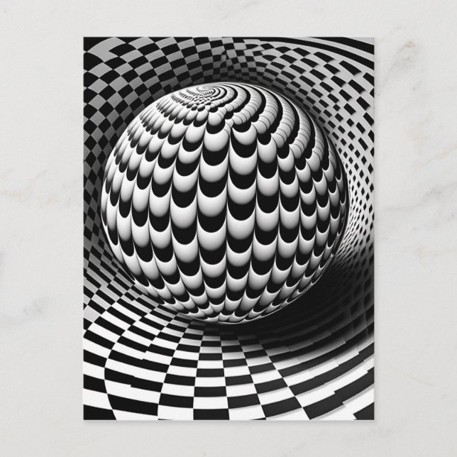 Black And White Op-Art Postcard (Front)
