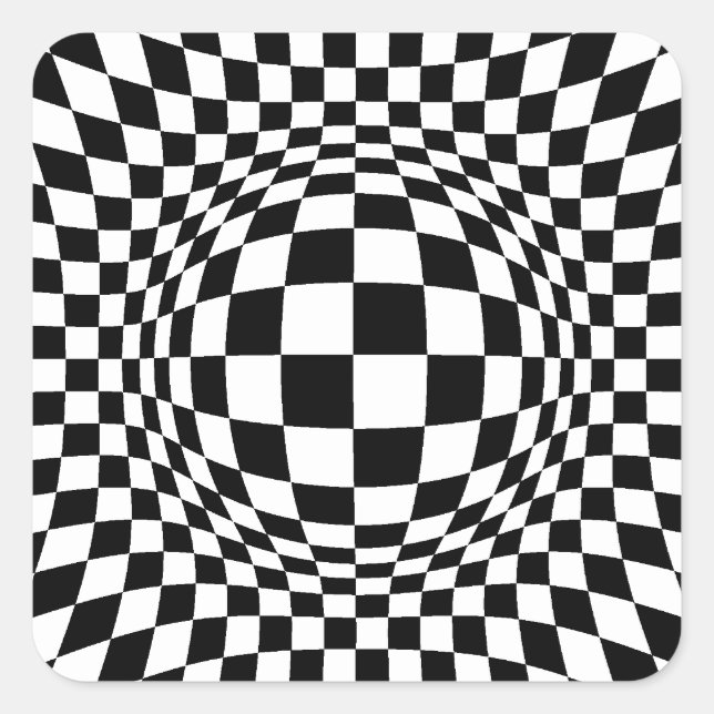 Black and White Op Art Square Square Sticker (Front)