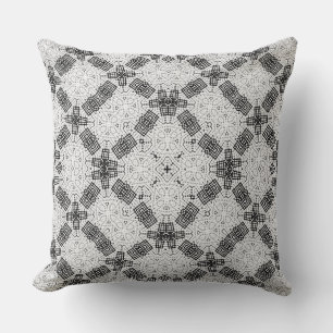 Black and white , openwork , geometric , lace patt cushion