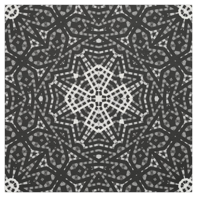Black and white , openwork , geometric , lace patt fabric (Swatch)