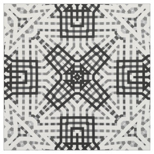 Black and white openwork geometric pattern fabric