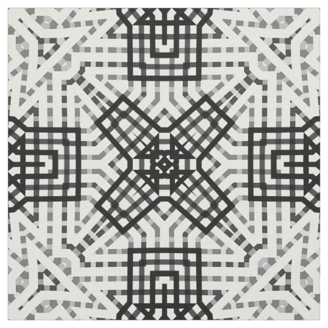 Black and white openwork geometric pattern fabric (Swatch)