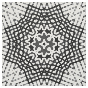 Black and white openwork geometric pattern fabric