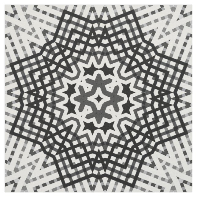 Black and white openwork geometric pattern fabric (Swatch)
