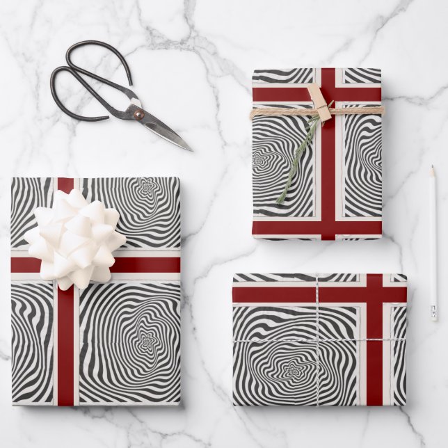 Black And White Optic Vortex Swirl Wrapping Paper Sheet (Front)