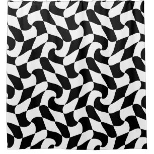 black and white optical art shower curtain