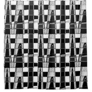 black and white optical art shower curtain