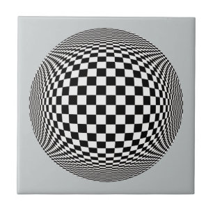 Black and White optical illusion Ceramic Tile