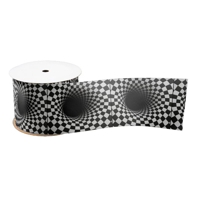 Black and White Optical Illusion Hole Satin Ribbon (Spool)
