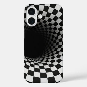 Black and White Optical Illusion Tunnel iPhone 16 Case