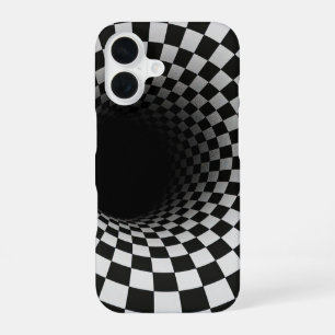 Black and White Optical Illusion Tunnel iPhone 16 Case