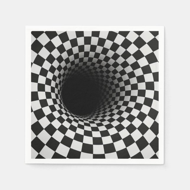 Black and White Optical Illusion Tunnel Napkin (Front)