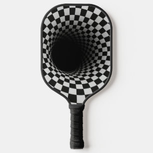 Black and White Optical Illusion Tunnel Pickleball Paddle
