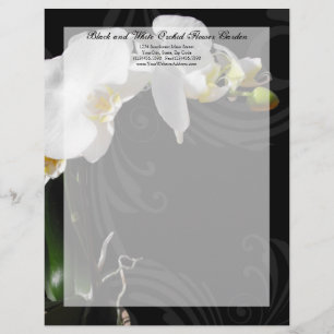 Black and White Orchid Swirl Letterhead Template