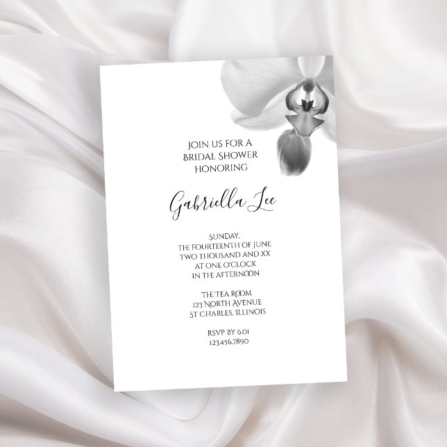Black and White Orchids Bridal Shower Invitation (Set an elegant tone to celebrate the Bride to Be)