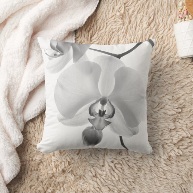 Black and White Orchids on the Stem Pillow (Blanket)