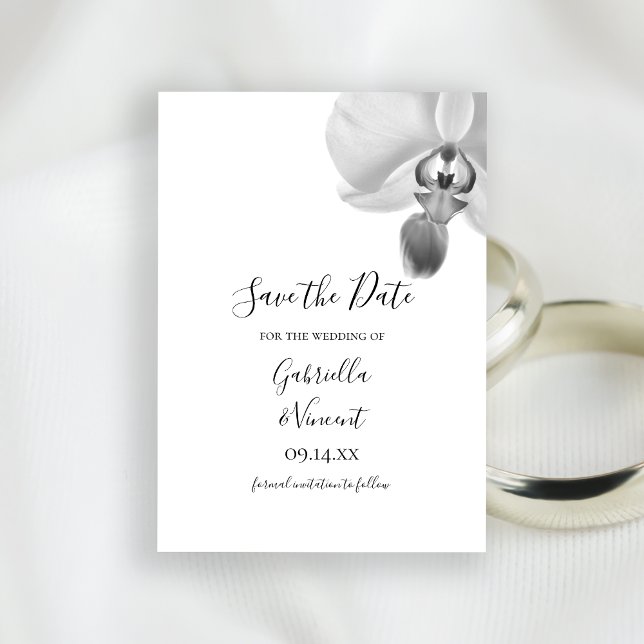 Black and White Orchids Wedding Save the Date (Set an elegant tone for your upcoming marriage ceremony and reception)